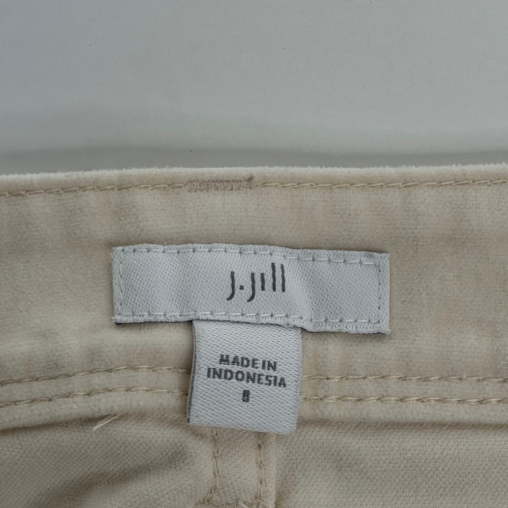 J. Jill Womens Cream Velour Straight Leg Pants Womens Sz 8 Stretch Cotton Blend - Picture 6 of 9
